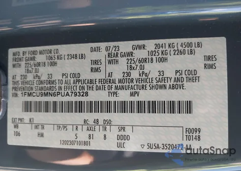 2023 Ford Escape St-Line from USA, damaged, VIN 1FMCU9MN6PUA79328